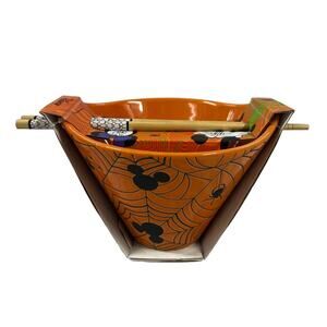 Halloween Mickey Ramen bowl with Mickey chopsticks, Mickey Spider Webs